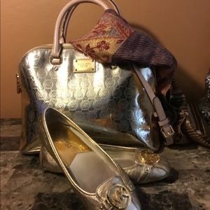 New Michael Kors metallic gold loafer